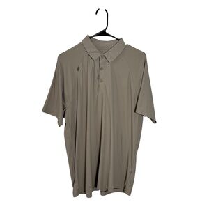 Rhone Reign Polo Shirt Size LG Tan Brown Workwear Office Preppy Casual Sporty